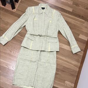 Elegant light lime green Skirt Suit